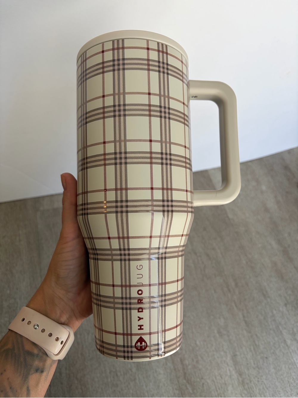 Blair Hydrojug Cream Plaid 40oz Traveler Tumbler